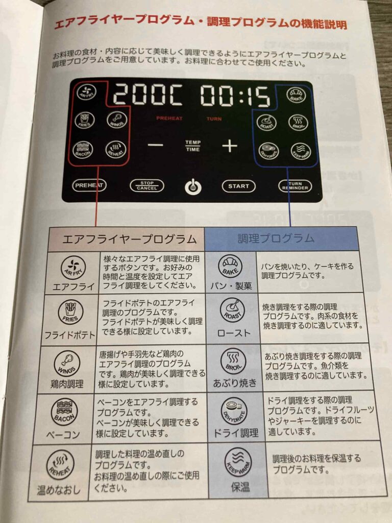 エアフライヤー説明書