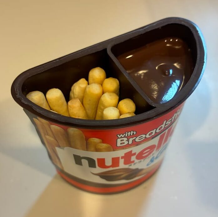 Eating Nutella and GO snack cup
