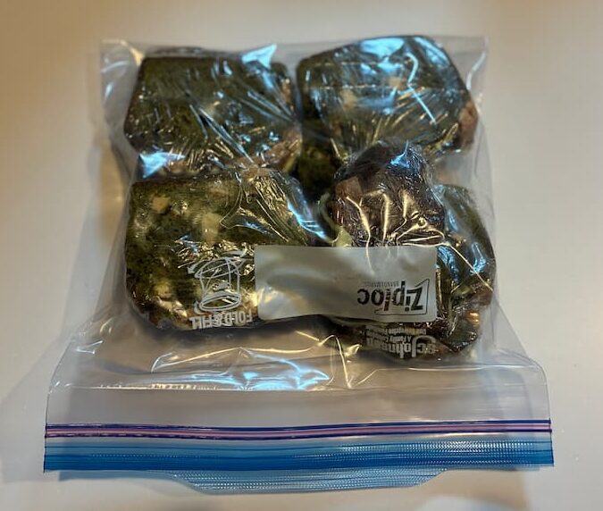 抹茶ホワイトチョコローフ 冷凍保存 ジップロック