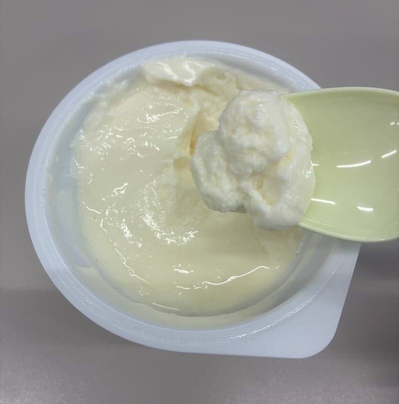 オイコス リフレッシュレモン 中身 スプーンですくったもっちりした食感
